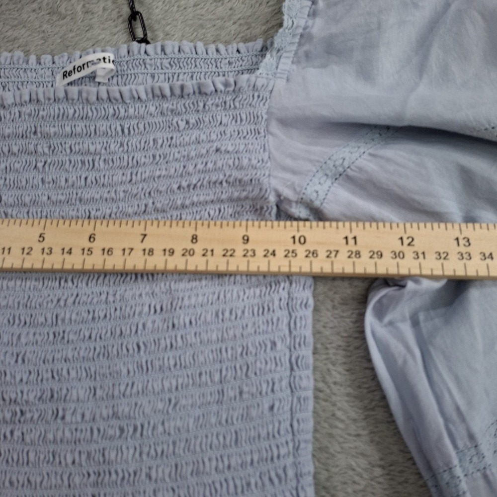 Reformation Light Lavender Smocked Peasant Blouse - Picture 4 of 7